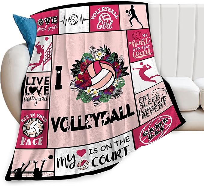 Volleyball Blanket Super Soft Warm Volleyball Fleece Throw Blanket for Girls Women Cozy Fluffy Volleyballs Lightweight Flannel Gifts Blankets for Kids Adults 60"X50"