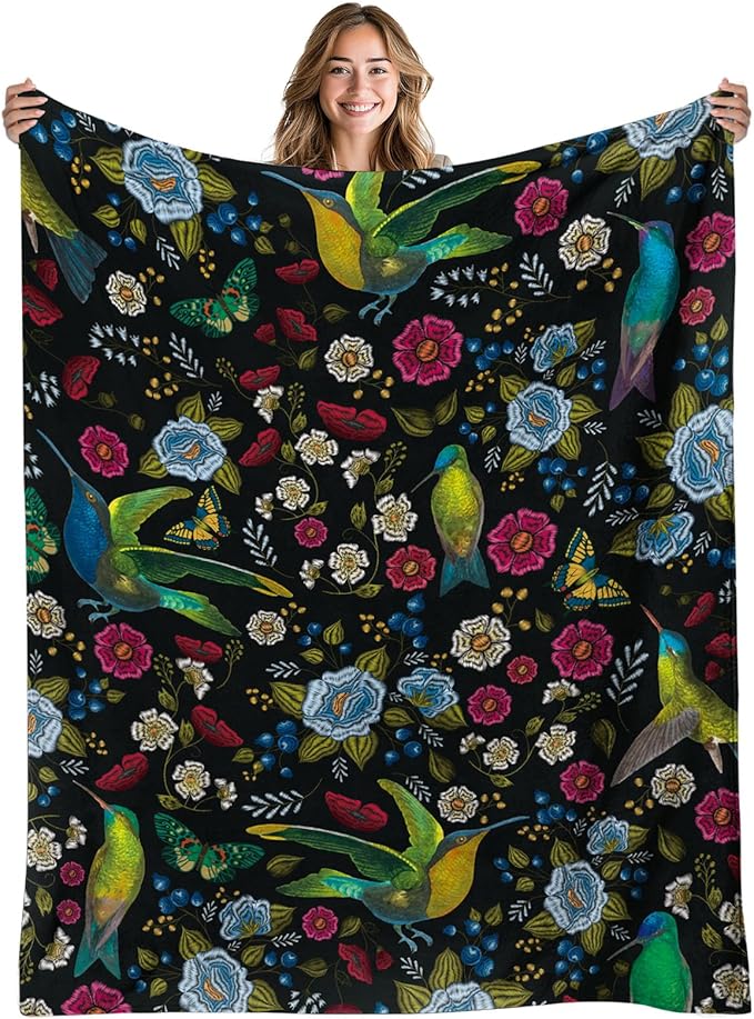 Hummingbird Blanket for Kids, Hummingbird Gifts for Women, Soft Cozy Flannel Birds Throw Blankets for Young Adults, Birthday Gifts Blanket for Bedroom, Gift for Chritsmas Thanksgiving, 40x50