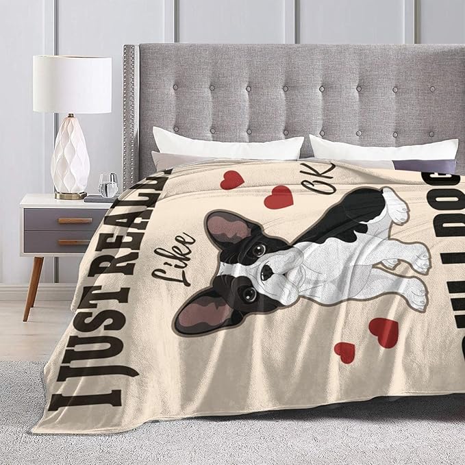 Bulldog Blanket, Soft Plush Fleece Dog Animal Throw Blanket - Cozy Warm Stuffed Blankets Bedding Bulldog Gifts for Women Girls Kids Adults 50"X60"