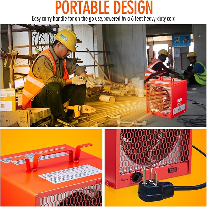 DR. INFRARED HEATER DR-988 240V Electric Industrial Garage, Workshop, Warehouse, Construction Heater, 5600W, Thermostat 37-113 °F, Portable, Wall Ceiling Mount