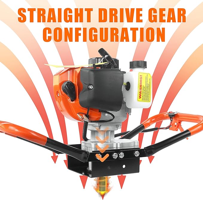 NEOTEC 52CC 2-Stroke Gas Powered Earth Auger Post Fence Hole Digger + 4" 6" 8" Auger Drill Bits, Petrol Drill Borer for Garden & Lawn, Digging