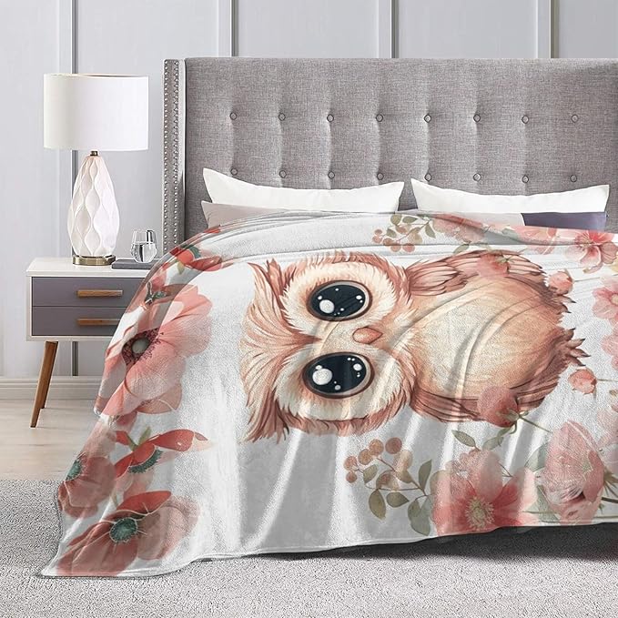 Owl Blanket Owls Throw Blanket Soft Warm Cozy Fuzzy Plush Cute Owls Throw Blanket Gifts for Girls Women Owl Lightweight Fleece Flannel Gift Blankets for Kids Adults 50"X60"