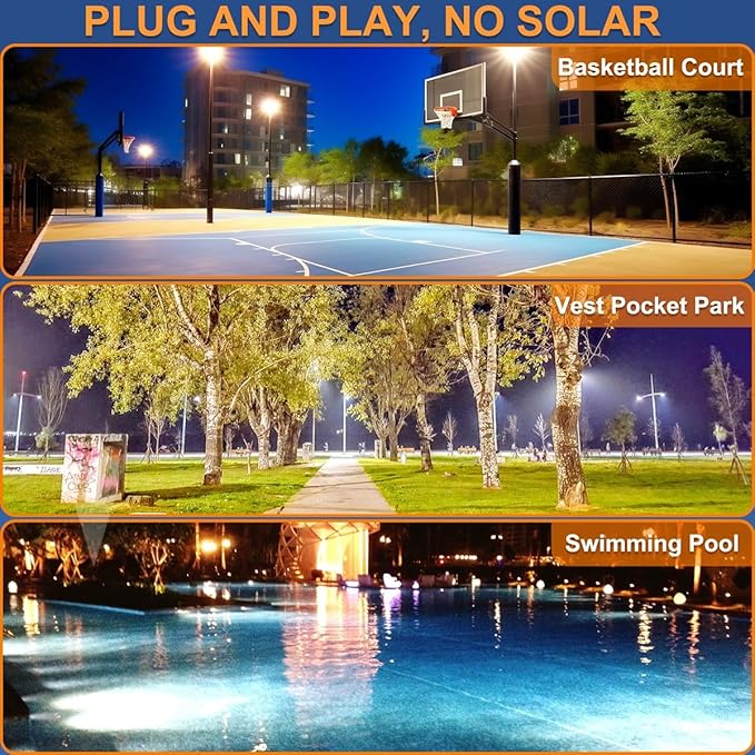 XXBSAZ 2 Pack 50W LED Flood Lights Outdoor, 8,500LM Plug-in Hardwire Work Light IP66 Waterproof - 6500K Daylight Bright for Yard, Garage, Stadium