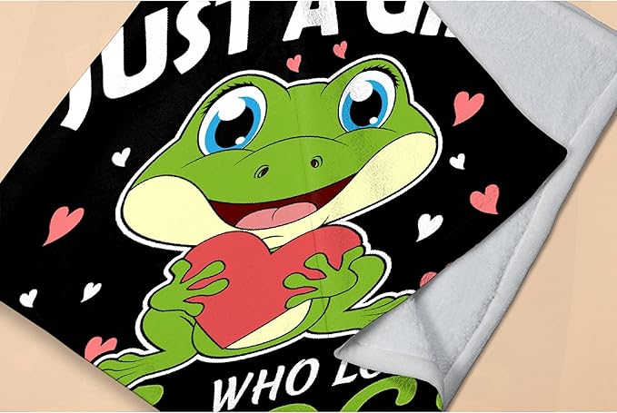 Just A Girl Who Loves Frogs Blanket Soft Blankets and Throws Flannel Cozy Lightweight Quilt Gift Perfect for Bed Sofa Couch-120 x90 Extra Large for Family