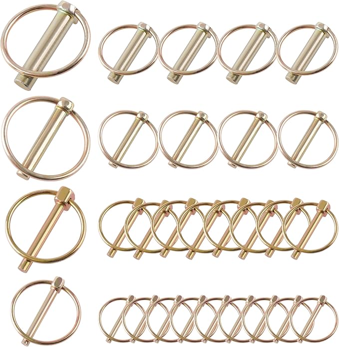30PCS Heavy Duty Lynch Pins Assortment Kit for Trucks Trailers Tractors Mowers 3 Point Accessories, Farm, Lawn, Hitches, and Garden
