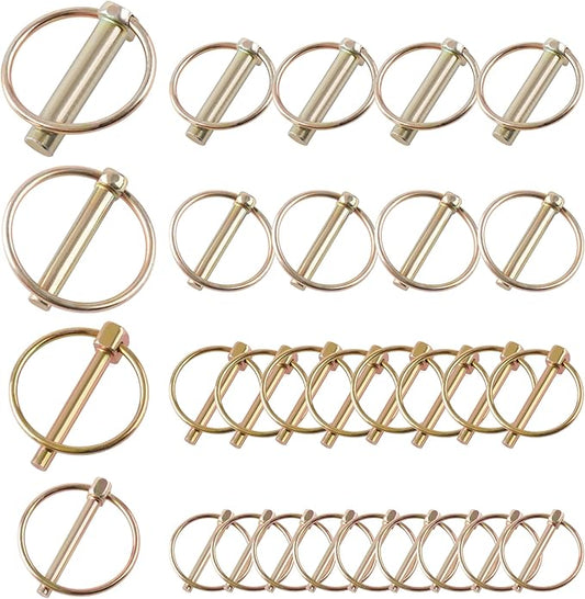 30PCS Heavy Duty Lynch Pins Assortment Kit for Trucks Trailers Tractors Mowers 3 Point Accessories, Farm, Lawn, Hitches, and Garden