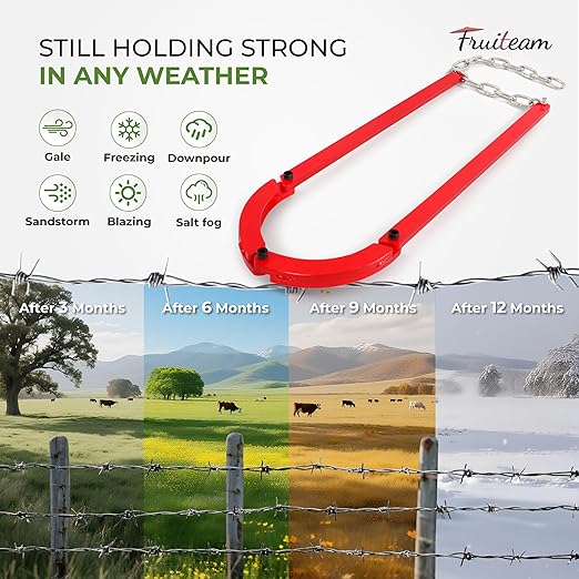FRUITEAM 7.7Lbs Heavy-Duty Fence Stretcher Fixer, Wire Tightener Stretcher Tool, Wire Up to 6.5mm, for Barbed, Plain, Electric Fence, Quick Fence Repair on Farm, Ranch, Garden
