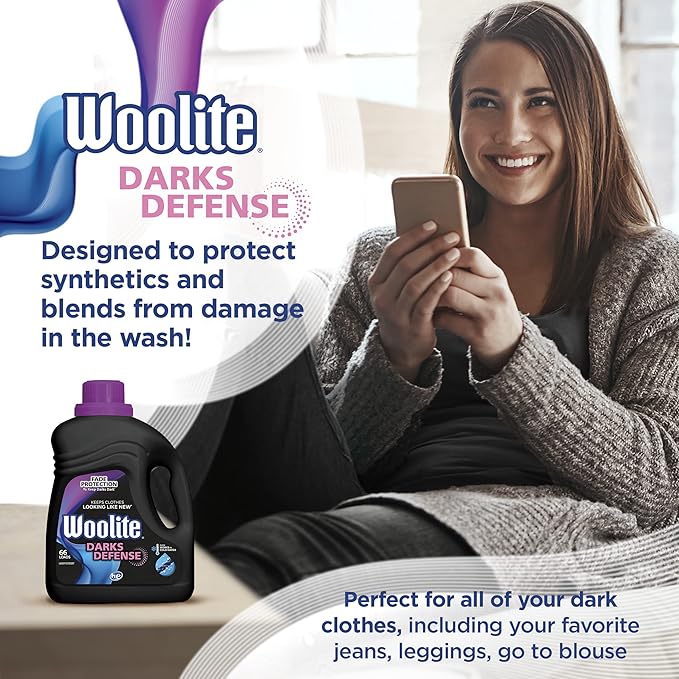 Woolite Darks Defense Liquid Laundry Detergent | 66 Loads | 100 Fl Oz | HE & Regular Compatible | Pack of 2