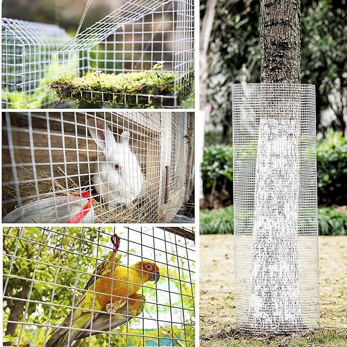 Hardware Cloth for Chicken Wire Fencing-1/4in Mesh AWG 23 Gauge 48in x 50ft Hot-Dip Galvanized Welded Wire Mesh Roll-Rabbit Cages, Snake Proof Fencing, Poultry Netting, Tree Guards