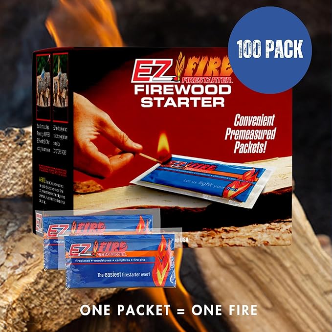 – All-Natural Fire Starters for Campfires, Fire Pits, BBQs & Fireplaces – Long Burning, Weather-Resistant, Non-Toxic & Easy to Light | 100 Pack