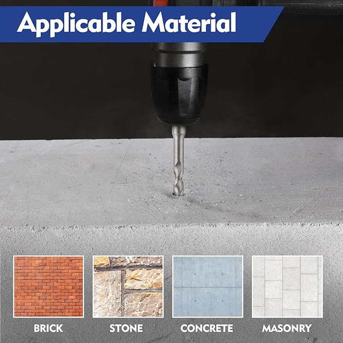 WORKPRO 17-Piece SDS-Plus Rotary Hammer Drill Bits and Chisel Set, Carbide-Tipped Masonry Drill Bits and Chisels for Concrete, Stone, Brick, with Storage Case