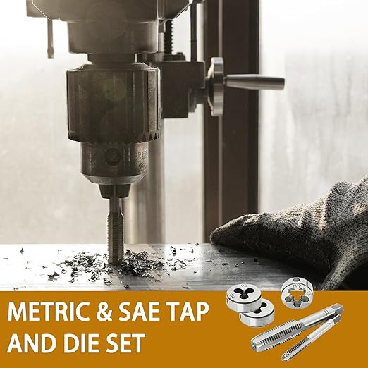 40PCS Tap and Die Set, Metric Screw Threads M3, M4, M5, M6, M7, M8, M10, M12, Both Coarse and Fine Types | Essential Threading Tool Kit with Complete Handles, Accessories and Case