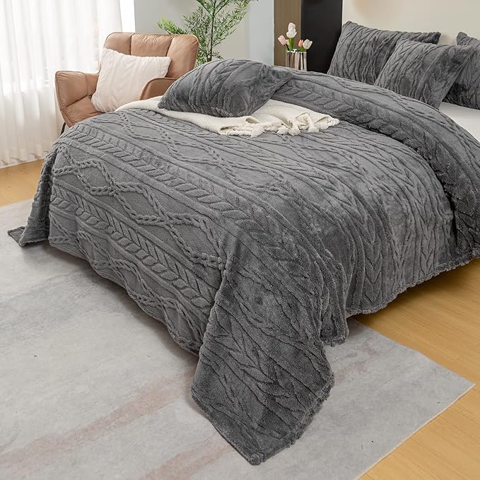 YUSOKI Sherpa Twin XL Blanket-3D Stylish Design Super Soft Fuzzy Cozy Warm Blanket Thick Plush Fluffy Furry Blankets for Teen Girls Women Couch Bed Sofa Chair Men Boys Gift(Grey,65"x90")