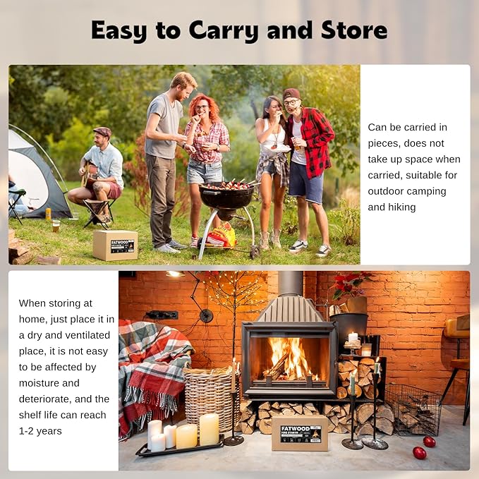 W&E Choice 10LB Fatwood Fire Starter Sticks, 130-180Pcs 100% Natural Dried Pine Kindling Wood, Easy Ignition for Campfires, Firepit, Fireplaces, BBQ, Stoves