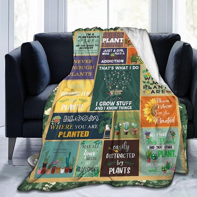 Gardening Lover Gifts Throw Blanket for Women Plant Gardeners Blanket Garden Blankets Plush Cozy Flannel Fleece Fuzzy Party Blanket 50"X40"