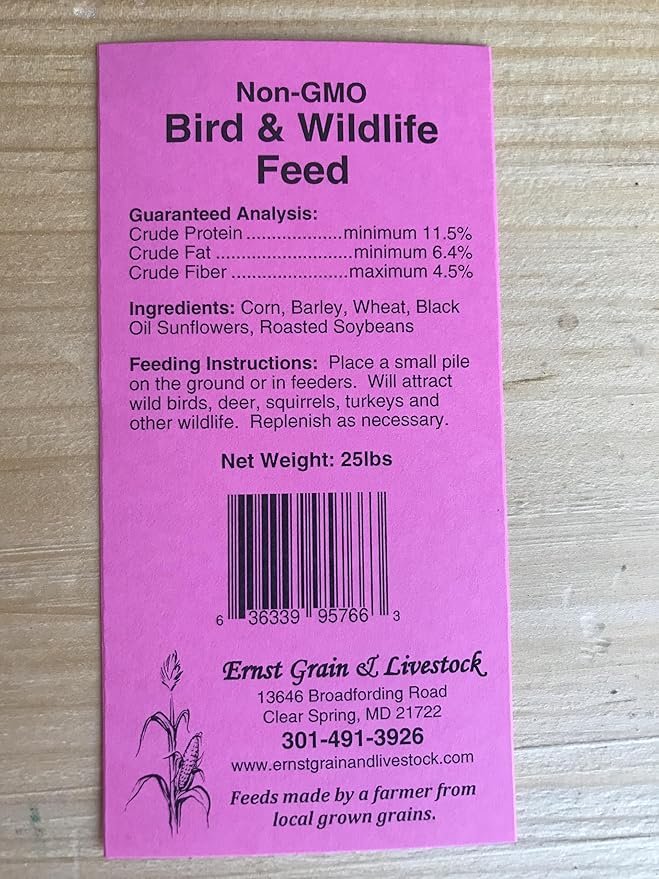 Ernst Grain & Livestock Bird and Wildlife Feed – Perfect for Birds, Ducks, Squirrels, Turkeys, Rabbits, Geese, and Deer – Non-GMO Wild Animal & Bird Feed for Outside Feeders (25lb Bag)