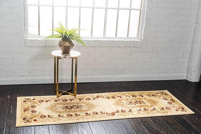 Unique Loom Versailles Collection Traditional Classic Floral Motif Area Rug (2' 2 x 6' 0 Runner, Ivory/ Tan)