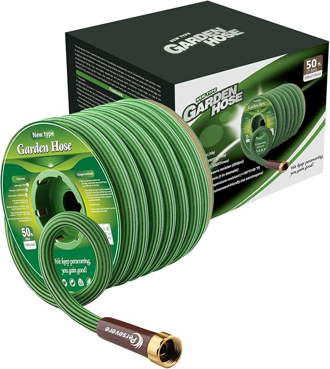 persevere Garden Hose Lightweight Water Hose Kink Free Watering Hose Soft Farm Hose for Watering Lawn, Yard, Garden, Car Washing and Home Cleaning 25, 50, 75 and 100 ft (50FT)