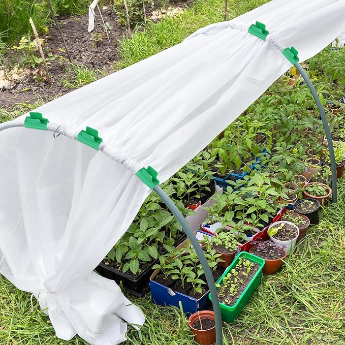 20-Pack Greenhouse Clamps for 5/16 Inch PVC Pipe, Greenhouse Film Clamps Shading Net Rod Clip for Garden Net/Row Cover/Greenhouse Plastic [Grass Green]