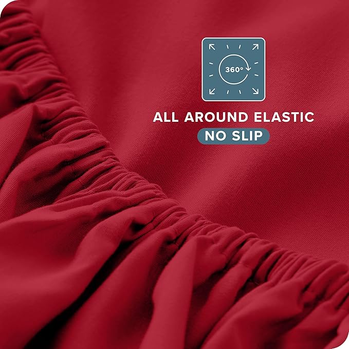 Bare Home King Sheet Set - Luxury 1800 Ultra-Soft Microfiber King Bed Sheets - Double Brushed - Deep Pockets - Easy Fit - 4 Piece Set - Bedding Sheets & Pillowcases (King, Red)
