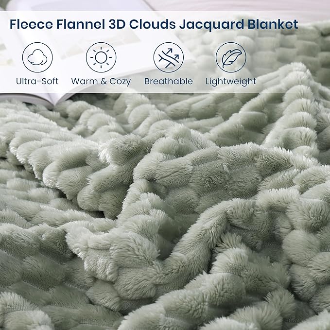 Monbix Light Sage Green Fleece Throw Blanket for Couch- Room Decor Soft Cozy Blankets for Women, Lightweight Fuzzy Fleece Flannel Bed Blanket Suitable for All Seasons(60"×80",Light Sage Green)