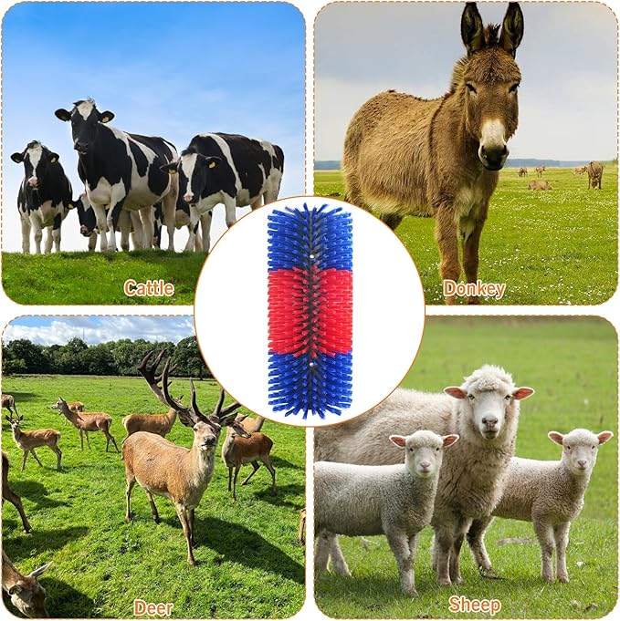 livestock scratching brush cow scratcher Brush horse brushes Full Massage Grooming Brush with 4 Screws for Goat,Cattle,Cow,Sheep, Horses,Pigs and Other Livestock Animal Back Scratching
