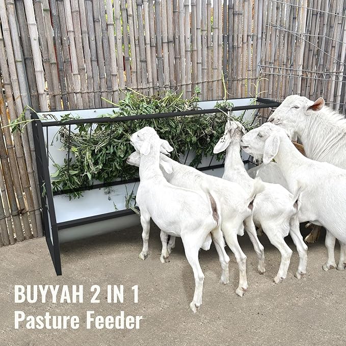 5 Ft Pasture Hay Feeder Black, Heavy Duty Galvanized Steel Livestock Hay Feeder, Outdoor Pasture Feeder for Sheep, Goats, Pony and Miniature Horses