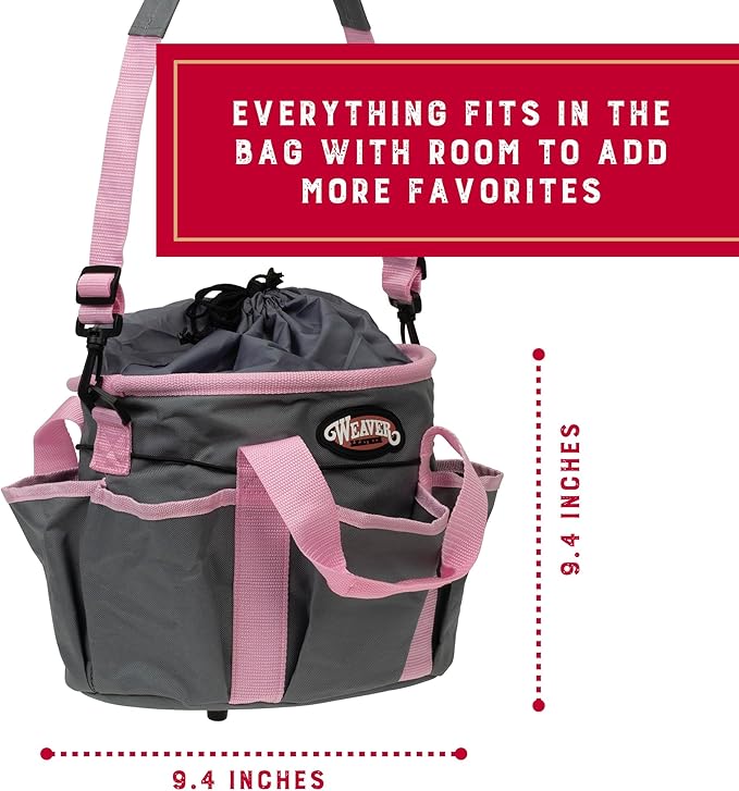 Weaver Leather Horse Grooming Kit, 7-piece Brush Set with Organizer Tote Bag, Equine Care, Horse Track Room Equipment, Grooming Supplies, Blue Glitter