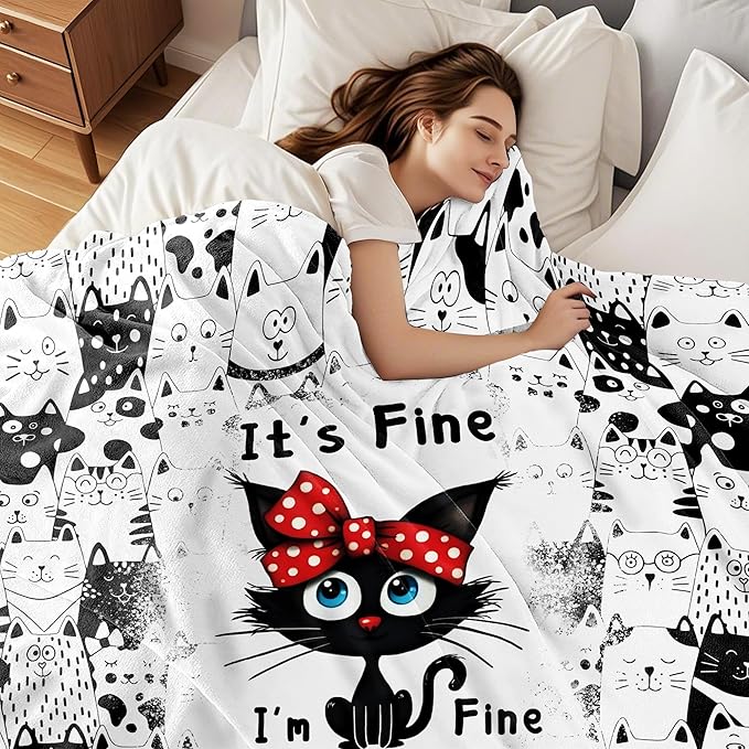 Cat Blanket Gifts for Cat Lover Soft Flannel Cats Throw Blanket Gifts for Women Cats Themed for Kids Adults 80"x60"