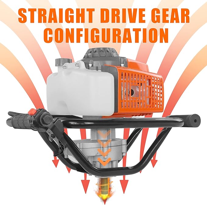 NEOTEC 72CC 2-Stroke Gas Powered Earth Auger Post Fence Hole Digger + 4" 6" 8" Auger Drill Bits, Petrol Drill Borer for Garden & Lawn, Digging