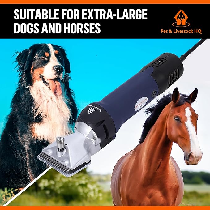 Professional Dog Grooming Clippers for Thick Coats - Shears Heavy Duty Hair Cutting Kit - Large Dog Shaver Set - Pet Trimmer for XL Large Dogs, Horses, Livestock