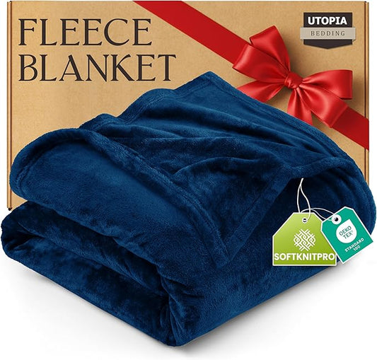 Utopia Bedding Fleece Blanket King Size Navy 300GSM Luxury Anti-Static Fuzzy Soft Microfiber Bed Blanket (90x102 Inch)