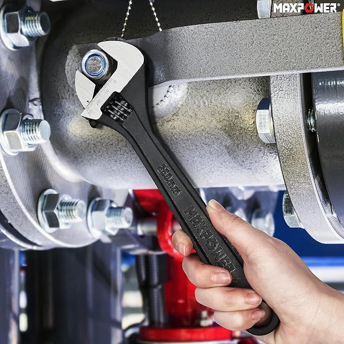 MAXPOWER Adjustable Wrench Set, Forged, Heat Treated, Black Phosphate Finish Adjustable Wrenches, 4 Pack (6-inch, 8-inch, 10-inch, 12-inch)