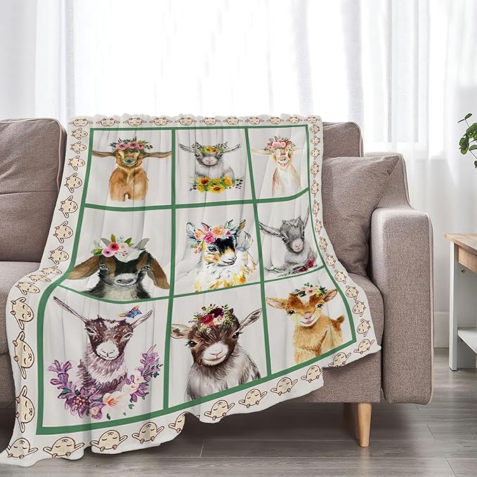 Cute Lamb Blanket Goat Sheep Baby Decor Throw Blanket Super Warm Soft Plush Fleece Flannel Farmhouse Blanket Gifts for Girls Kids Women Boys for Winter Couch Bedding 50"X60"