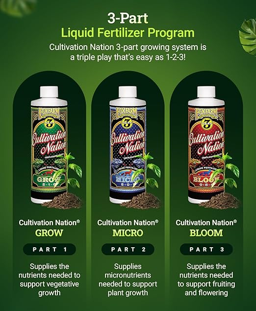 FoxFarm Cultivation Nation Micro Liquid Fertilizer - Micronutrients for Strong Plant Development, Ideal for Soil, Hydroponics & Aeroponics - Part 2 of 3-Part Feeding Program- NPK 5-0-1 (Pint)