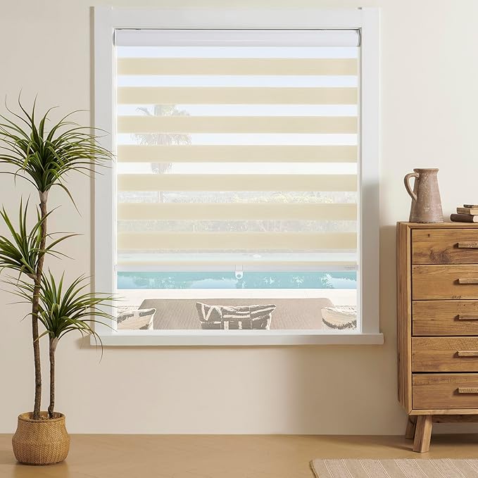 Cordless Zebra Blinds Window Blind Zebra Shade Blinds for Windows Roller Sheer Shades Privacy Light Filtering Shades for Home Kitchen Bathroom (Width 40'' X Height 72'' Cream)