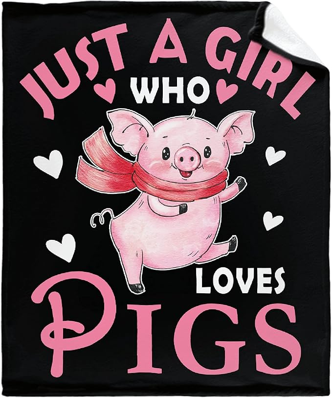 Pig Blanket Just Girl Loves Pigs Soft Blankets and Throws Flannel Cozy Lightweight Quilt Gift Perfect for Bed Sofa Couch-50 x40 Small for Kids