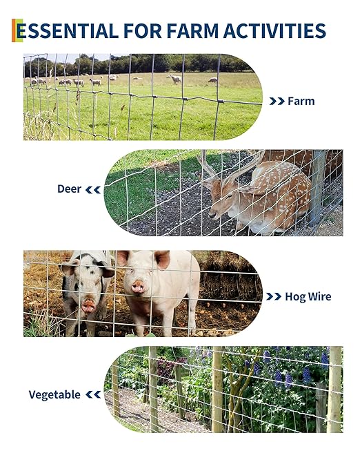 ACEKOOL Cattle Farm Fence, 5Ft x 328Ft Galvanized Wire Fencing for Cattle, Deer, Sheep, Goat, Livestock & Animals Protection, Fencing for Yard, Cattle Panel