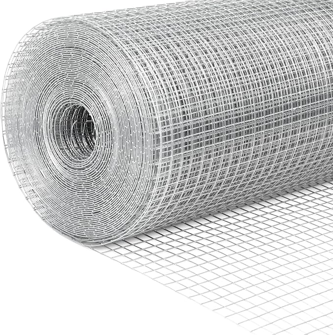 GANGHAO Hardware Cloth 48in x 100ft 19 Gauge, Chicken Wire Mesh Roll, Wire Fencing, Wire Fence Roll, Hot-Dipped Galvanized Wire Mesh After Welding, Guard Mesh,Welded Metal Chicken Wire