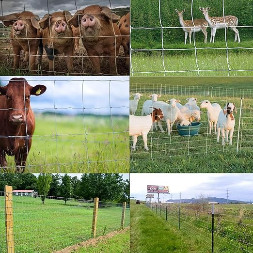Farm Fence 4x100FT, Galvanized Wire Fencing, Zinc Coated Cattle Fences Used to Hog Goat Fencing for Yard Garden and Field