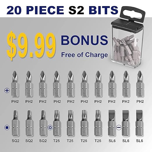 276pc Titanium Twist Drill Bit Set with S2 Bits 135° Tip High Speed Steel, Size from 1/16" up to 1/2", Ideal in Wood Cast Iron Aluminum Alloy Plastic Fiberglass, Clear Lid Case