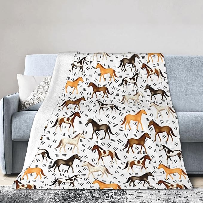 Horse Blanket Horse Gifts for Girls Boys Soft Throw Blanket Fleece Comfy Plush Flannel Travel for Outdoor Couch Sofa Birthday for Women Men Kids