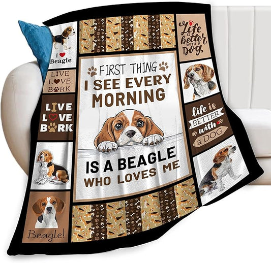 Beagles Dog Print Blanket Best Dog Pet Animal Throw Blankets for Couch Sofa Stuff Decor Gifts Lightweight Soft Cozy Fleece Plush Warm Flannel Bedding for Lover Man Woman Teen Adults 40"x50"