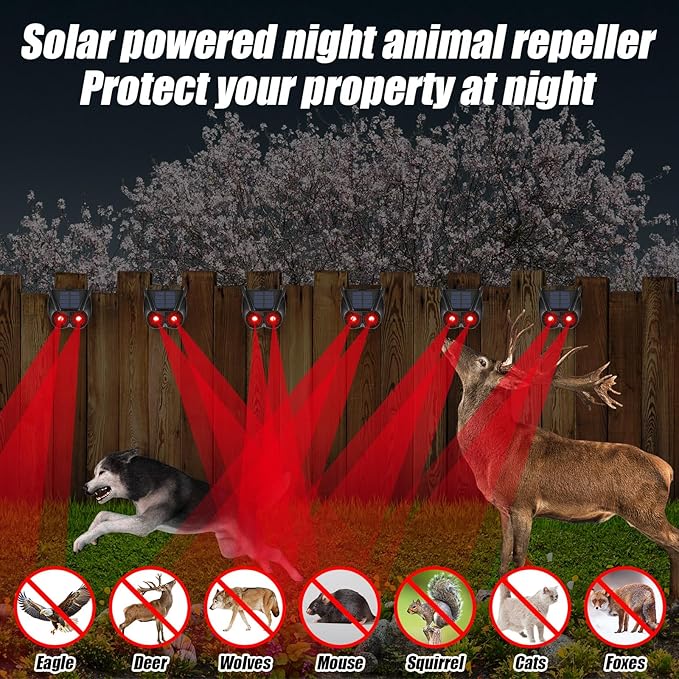 Qualirey 3 Pack Solar Animal Repellent Nocturnal Predator Control Light Animal Repellent for Coyote, Raccoon, Deer, Skunk Outdoor Predator Deterrent Devices for Garden Yard Farm Chicken Coop