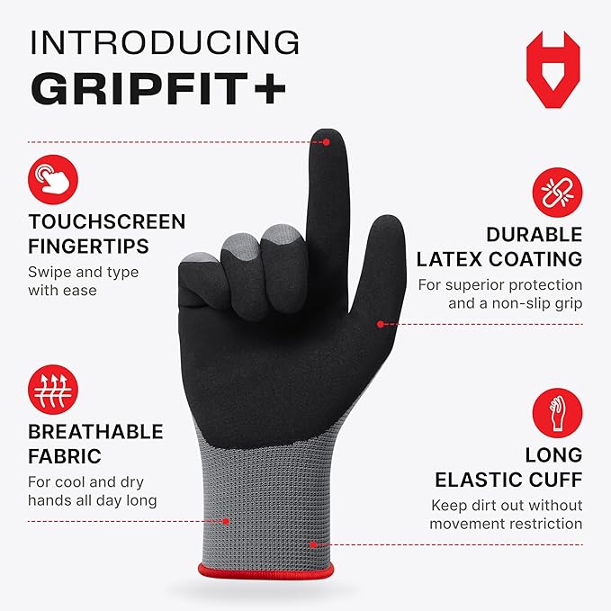 NoCry Gardening Gloves for Women with Strong Grip and Touchscreen Tips - Ultra-Breathable, Lightweight Snug Fit - Durable Abrasion-Resistant, Water-Repellent Rubber Coated Palm - Ideal for Yard Work