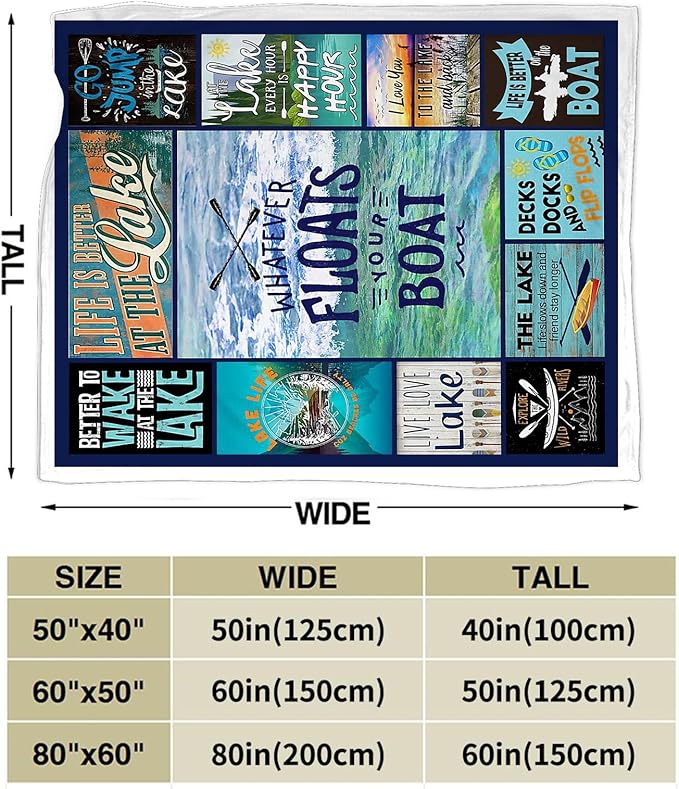 Lake Blanket Gifts for Girls Boys Soft Warm Plush Boat Throw Blanket Flannel Fleece Fuzzy Boating Blanket for Kids Adults Lovers House Bed Couch Living Room Decor 80"X60"