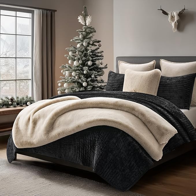 EVERGRACEHOME Luxury Soft Faux Chinchilla Fur Throw Blanket for Couch, Warm Thick Heavy Winter Throw Blanket 1220GSM for Bed, Fluffy Cozy Mink Blanket with Reversible Velvet, Birch Mink, 60"x80"