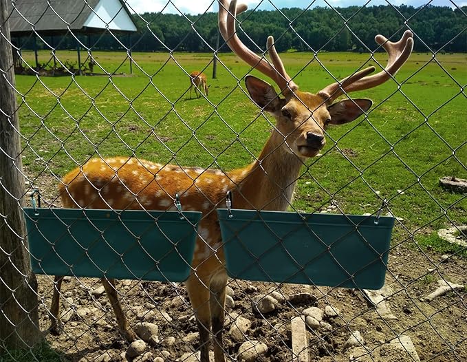 Large Feed Trough and Goat Feeder - 2 Pack Hanging Feeder with Clips, Waterer Bucket, Fence Feed Trough, Goat Supplies, 10 Quart