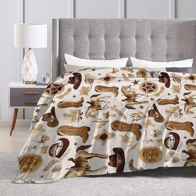 Western Blanket Soft Cozy Southwestern Flannel Throw Blanket Cowboy Decor Warm Lightweight Fleece Plush Bedding Stuff Blanket Gifts for Lover Kids Girls Boys Women Adults Bed Travel 40"x50"