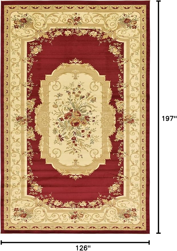 Unique Loom Versailles Collection Traditional Classic Floral Motif Area Rug (10' 6 x 16' 5 Rectangular, Burgundy/ Ivory)